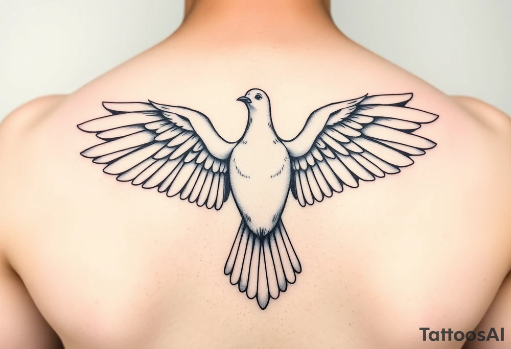 Majestic pigeon from the front spreading the wings tattoo idea