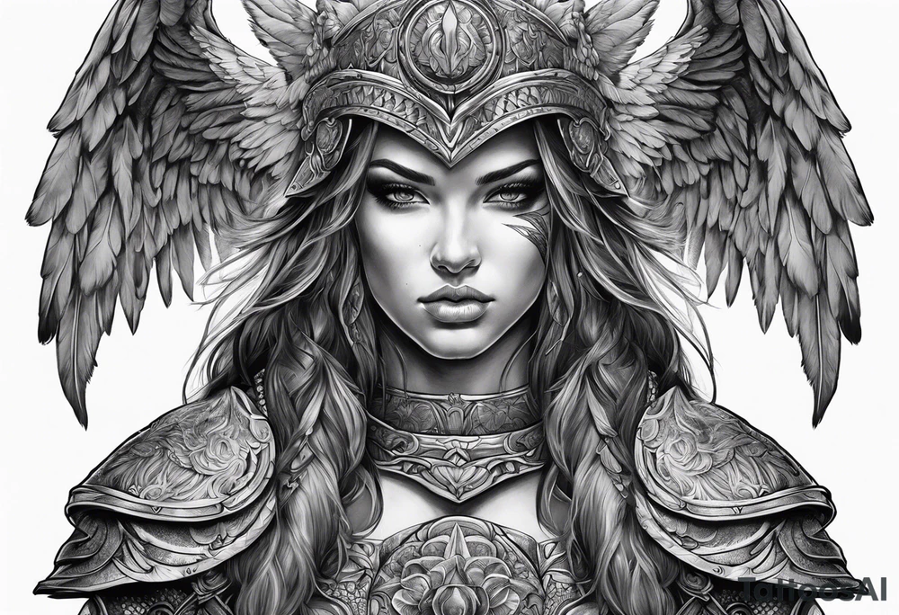 Arch angel warrior with shadow face tattoo idea
