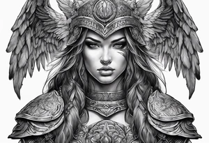 Arch angel warrior with shadow face tattoo idea