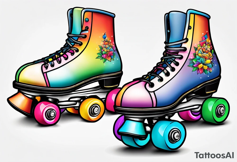 rainbow rollerskates tattoo idea