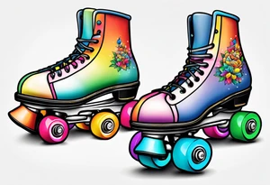 rainbow rollerskates tattoo idea