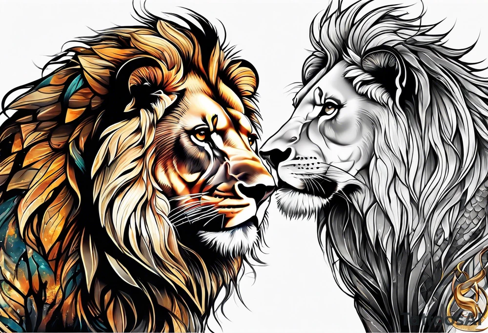lion and lioness tattoo idea