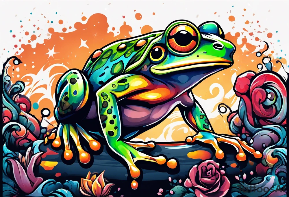 Frog powerlifter, breakdancer, graffiti artist tattoo idea