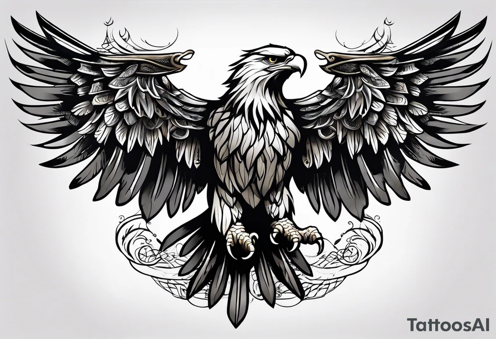 Knotted celtic Eagle with wings spread upwards tattoo idea
