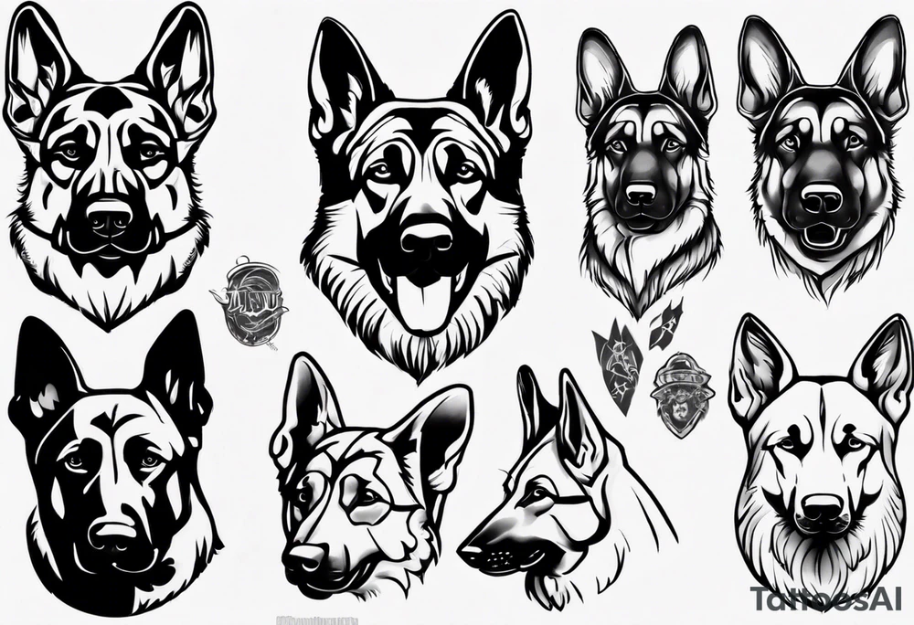 German Shepherd portrait tattoo idea