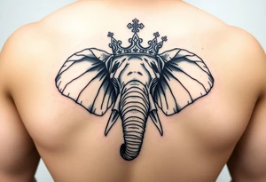 Elephant with queen crown tattoo idea