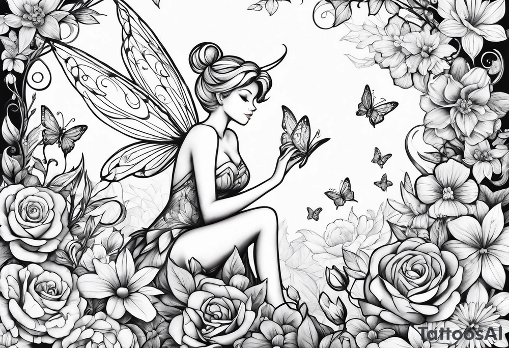 Tinker bell garden tattoo idea