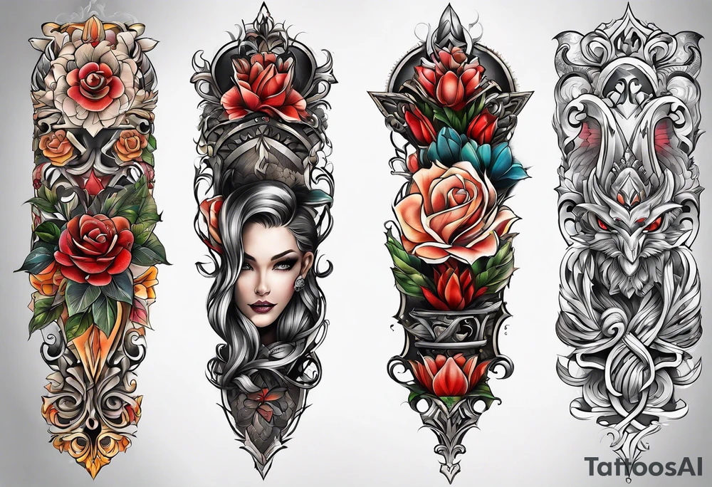 Full leg tattoo sleeve square tattoo idea