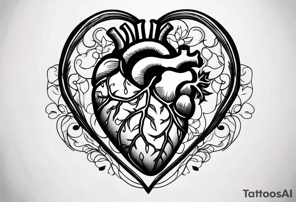 an actual human heart as you would see in a human body tattoo idea