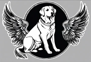 Dad and dog passed. I want 2 wings. I to represent dad as guardian angel and 1 represent la my dog. Her name was halo so I’d like to add a halo to it. tattoo idea