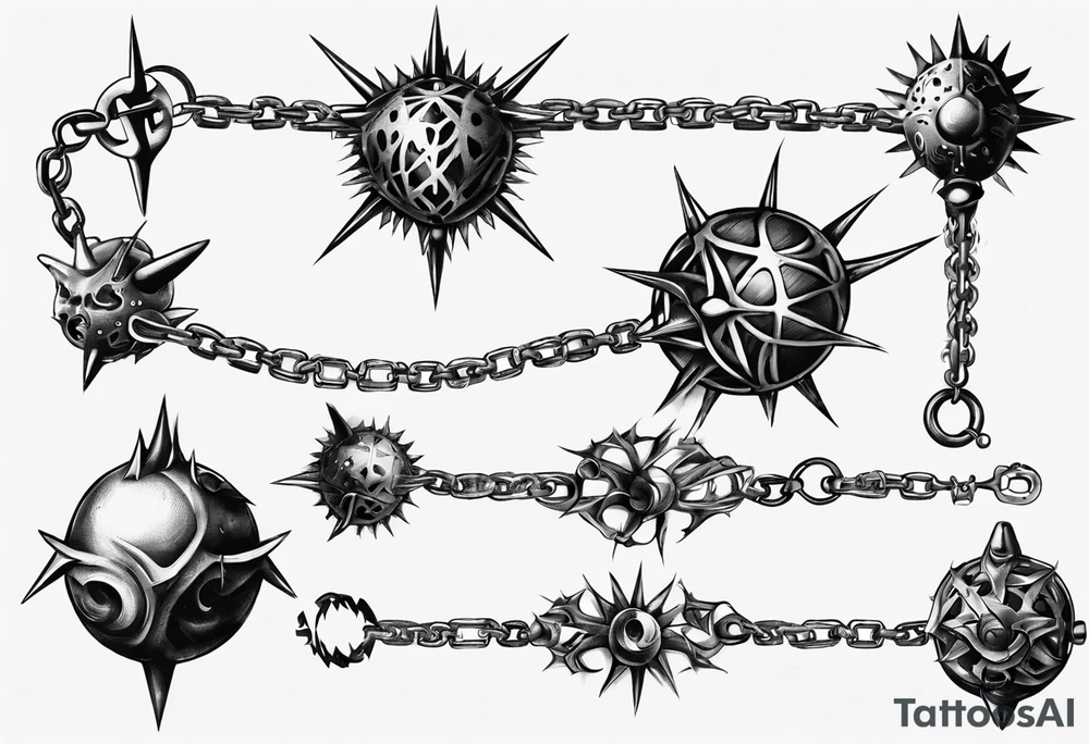 spiked ball mace on a chain tattoo idea