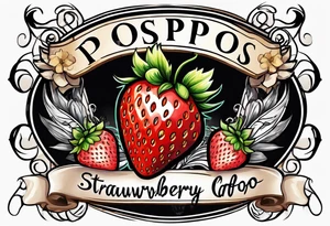 single strawberry wrapped in banner saying Pops tattoo idea