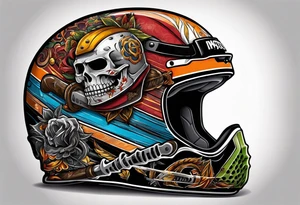 hockey helmet skull with stick and puck.  Skate or die above tattoo idea