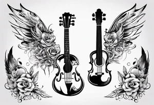 ACOUSTIC GUITAR AND VIOLIN WITH WINGS tattoo idea
