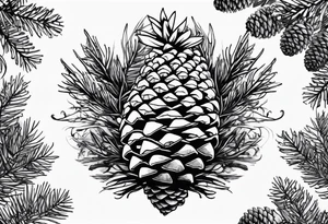 Upside down pine cone with trees on top tattoo idea
