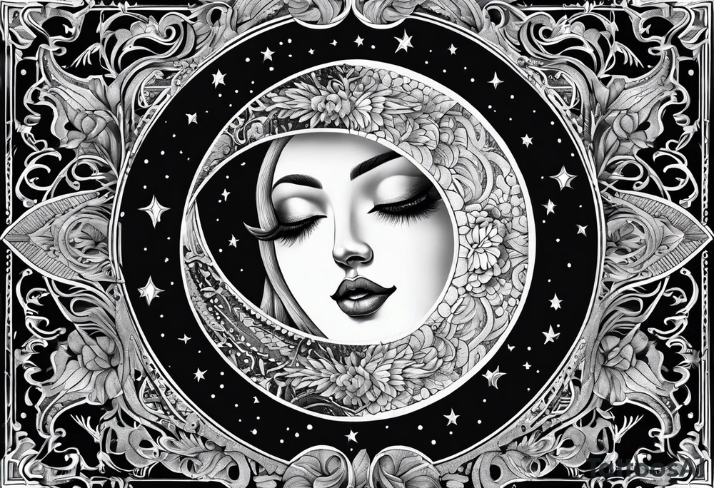 Ornemental moon tattoo idea