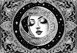 Ornemental moon tattoo idea