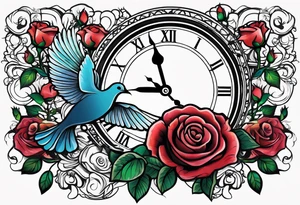 text box, rose, sunlight, dove, clock, tattoo idea