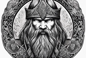 logo of the band Amon Amarth combined with rock features tattoo idea