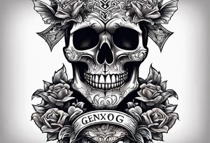 skull with the words "GenX OG" tattoo idea