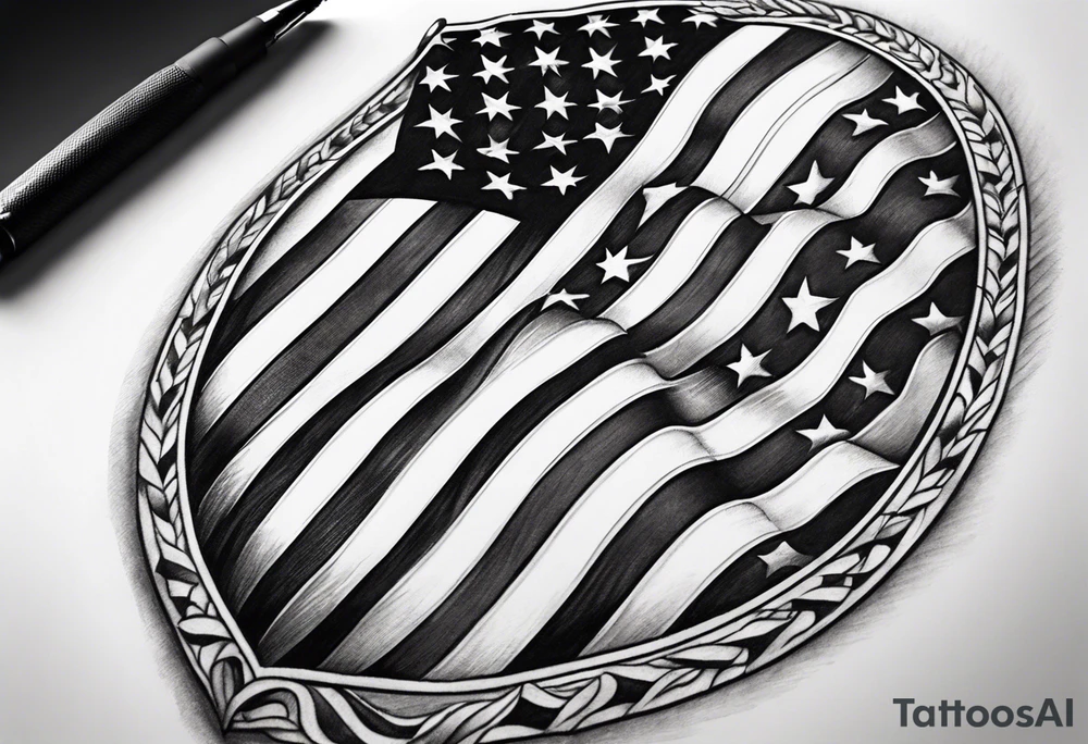 Realistic Military american flag tattoo idea