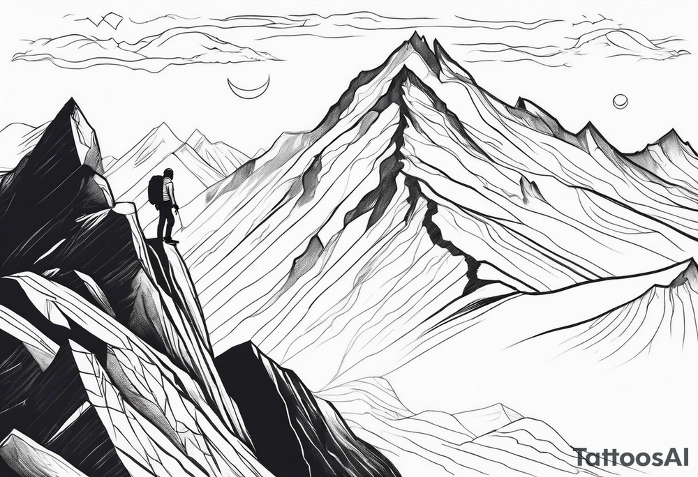 mountain climber at the peak tattoo idea