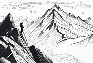 mountain climber at the peak tattoo idea