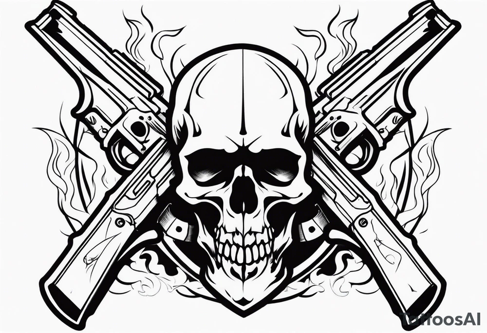 skull and fire arms tattoo idea