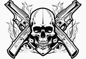 skull and fire arms tattoo idea