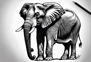 Elephant helping another to not fall tattoo idea