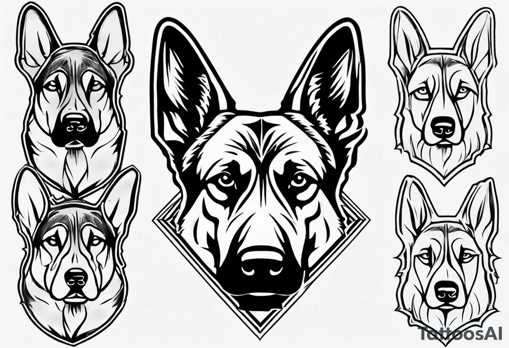 German Shepherd with frame tattoo idea