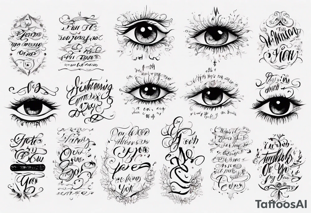 The text “but my eyes are on You” in thin, cursive lettering tattoo idea The text “but my eyes are on You” in thin, cursive lettering tattoo idea