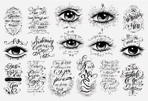 The text “but my eyes are on You” in thin, cursive lettering tattoo idea