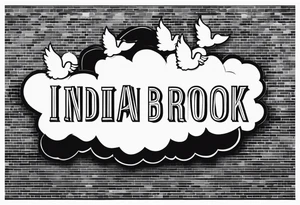 The words “Indian Brook” crashing out of a brick wall surrounded by angels tattoo idea