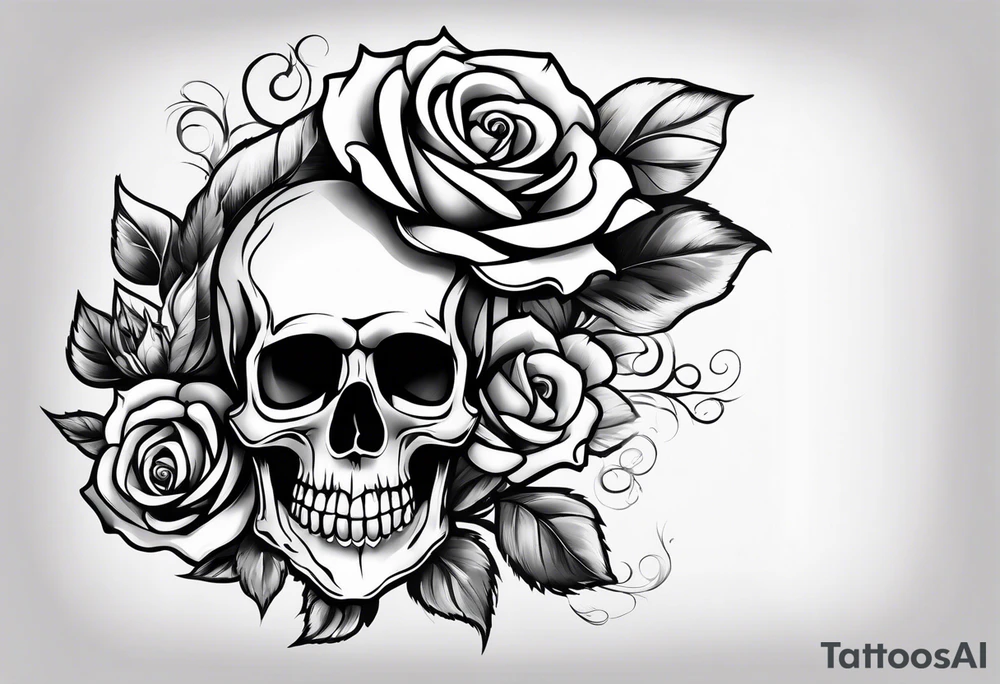 Skull rose tattoo idea