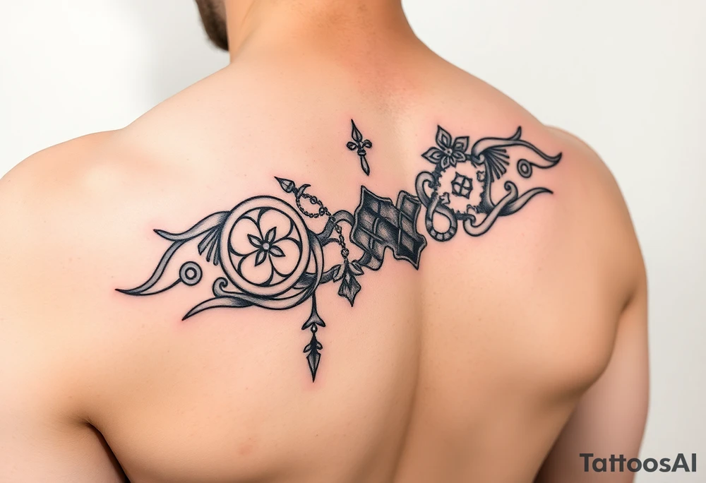 An armband tattoo combining Celtic traditional symbols and nature tattoo idea