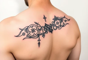 An armband tattoo combining Celtic traditional symbols and nature tattoo idea