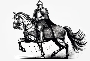 knight in heavy armor full body in profile tattoo idea