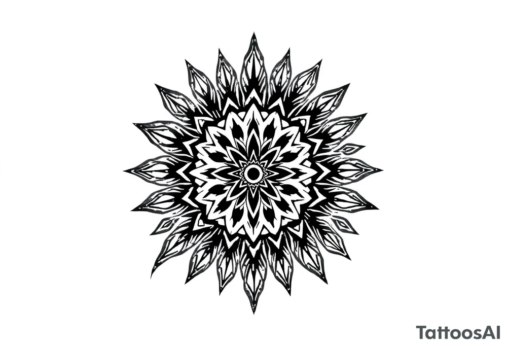big spiritual feather indian mandala shaman tattoo idea
