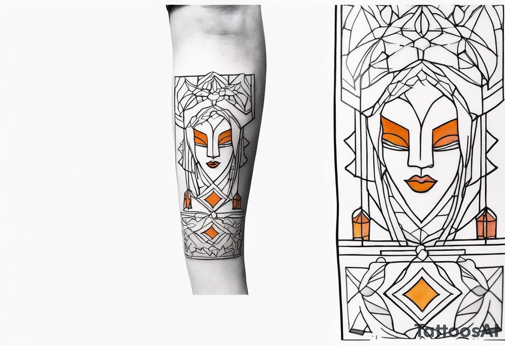 knee tattoo in fall color masculine design with no faces tattoo idea