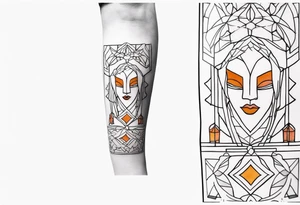 knee tattoo in fall color masculine design with no faces tattoo idea
