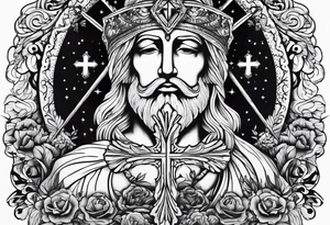 God with a cross also remembering a loved one tattoo idea