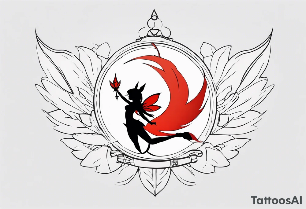 A fairy with a tail that is the fairy in the Fairy Tail anime guild logo in the same position tattoo idea