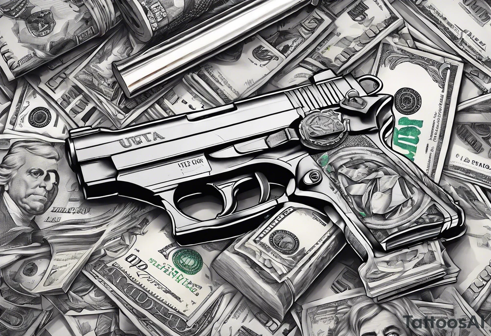 Money Withs Guns tattoo idea