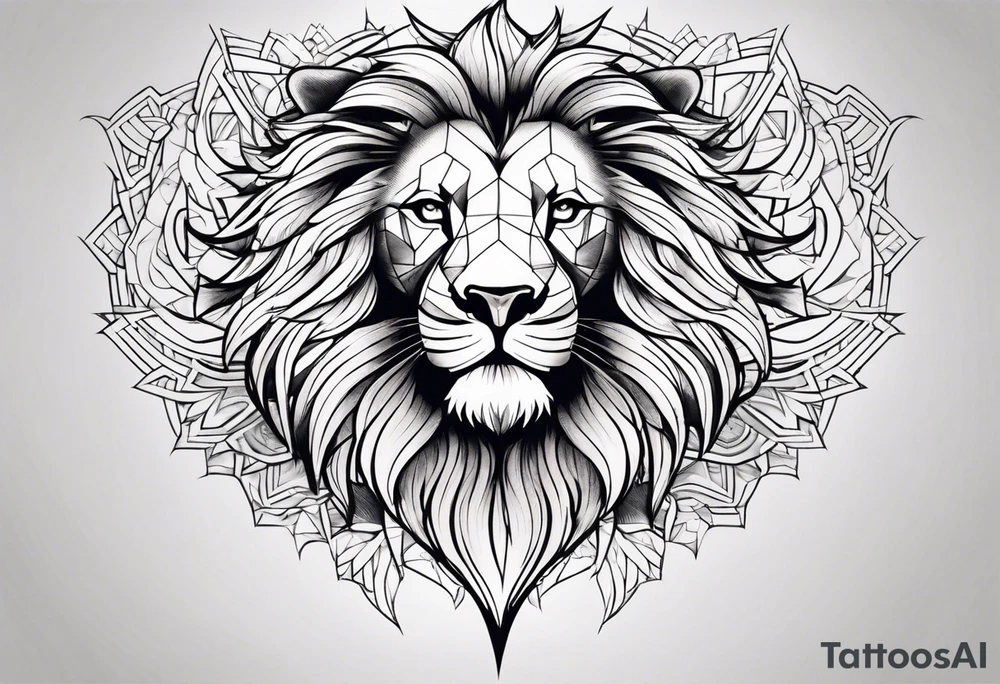 Tattooed lion back tattoo idea