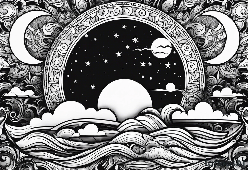 Moon and sun 2000 and 1976 tattoo idea
