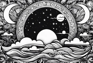 Moon and sun 2000 and 1976 tattoo idea