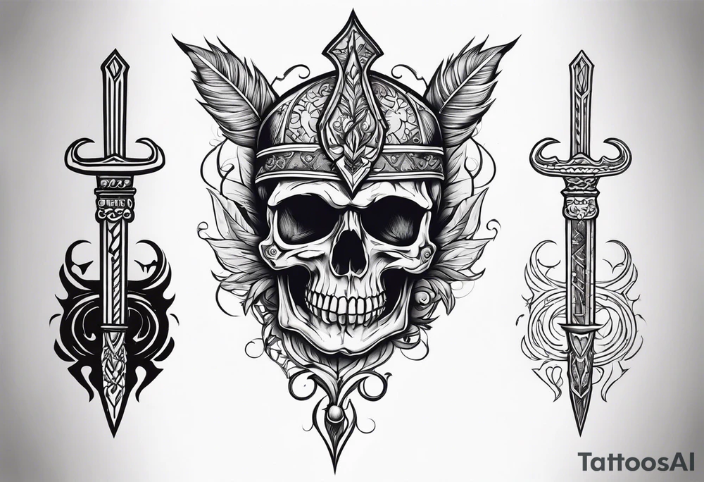 Skull and dagger tattoo idea