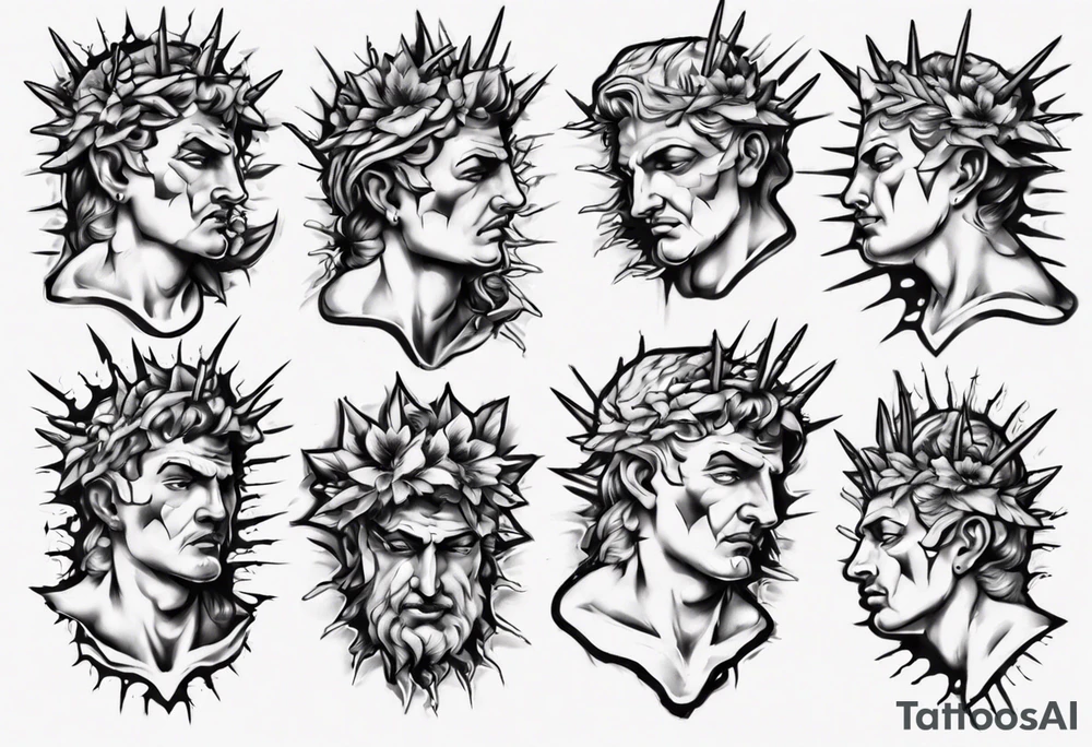 Bust of David with thorns tattoo idea