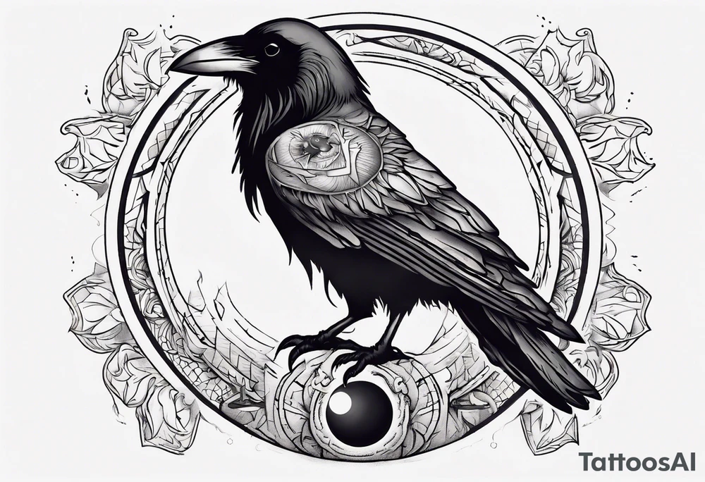 Cunning Raven with the Sun. tattoo idea
